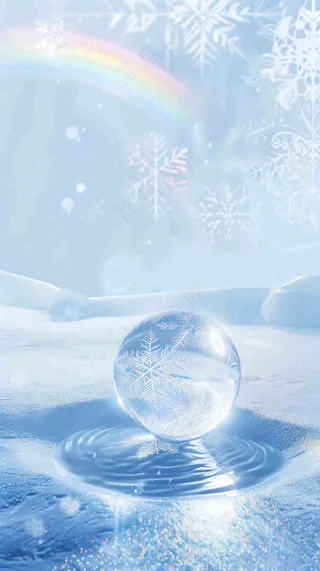 冬天结霜结冰的雪花霜降立冬摄影图