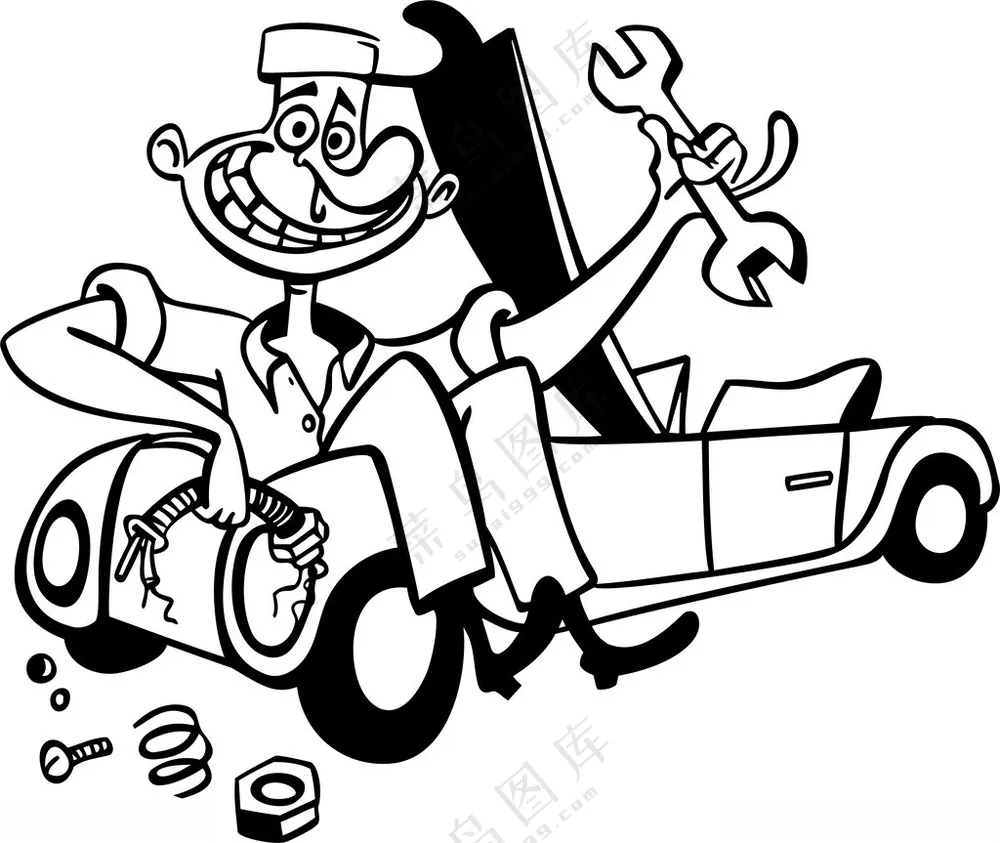 波普风黑白手绘   卡通涂色绘画美术