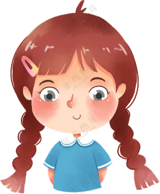 麻花辫的小女孩免抠图片