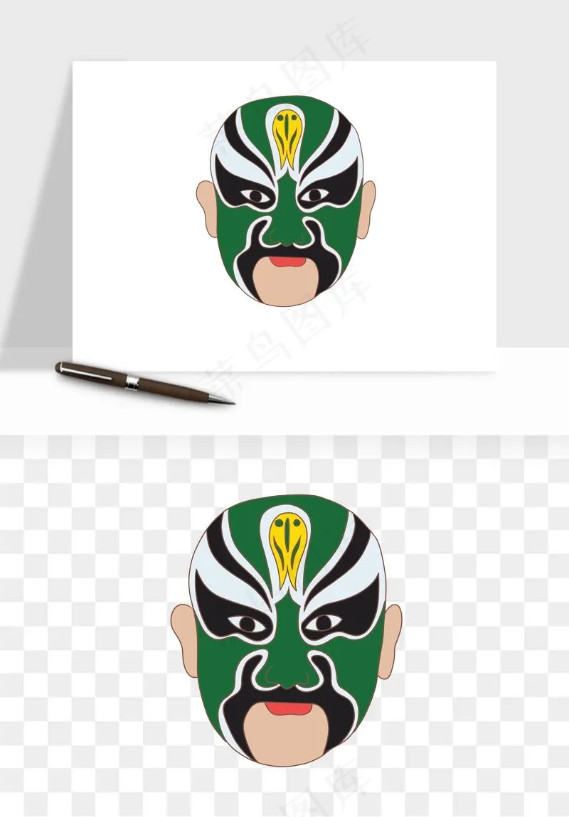 手绘戏剧脸谱卡通面具png免抠