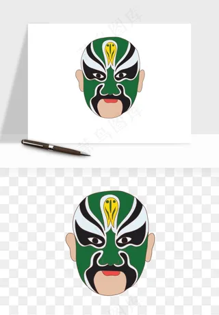 手绘戏剧脸谱卡通面具png免抠