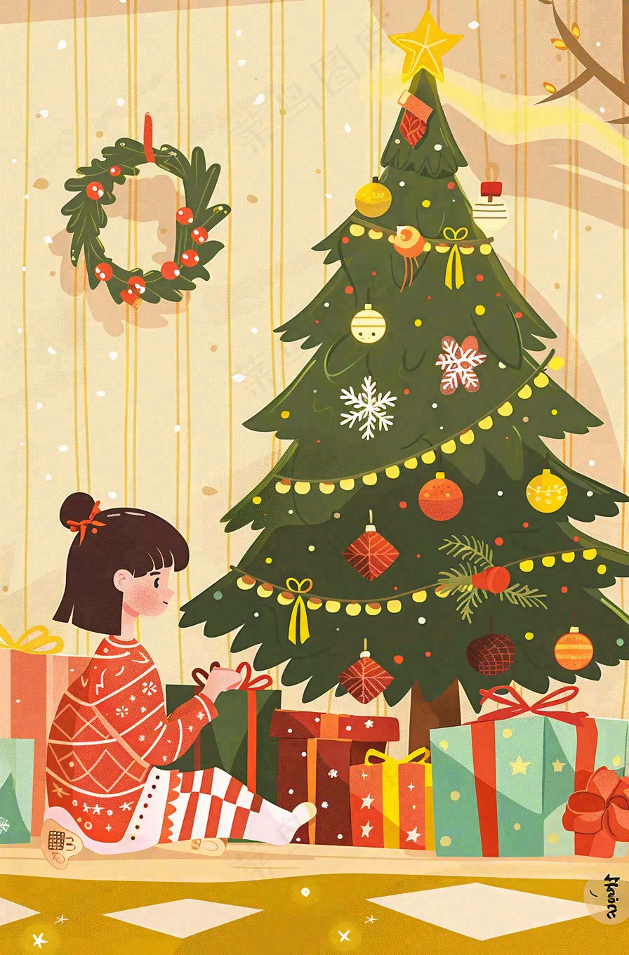 圣诞节卡通插画背景