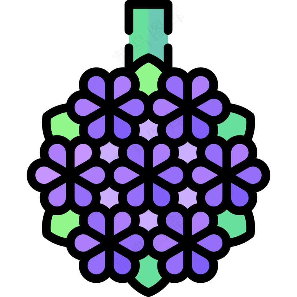 紫色手捧花花球花束 线性彩色花卉图标