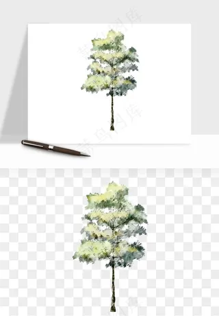 水彩手绘树木png免抠