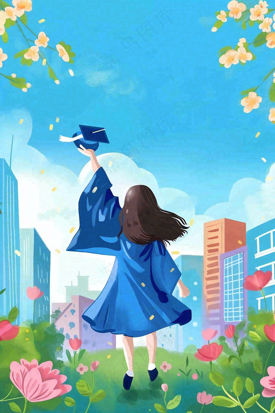 学生毕业季考试青春插画背景