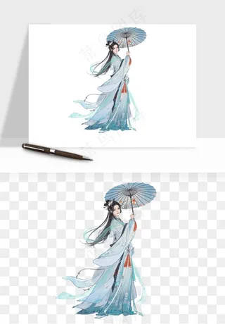 古风美人女子背影png免抠