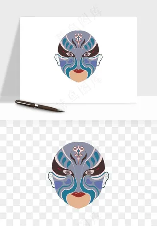 手绘戏剧脸谱卡通面具png免抠