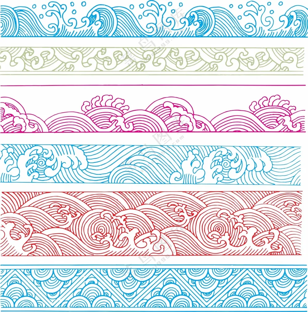 海浪矢量图花边
