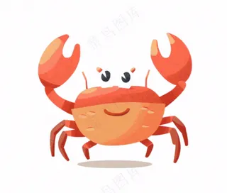 螃蟹海洋动物卡通插画免抠