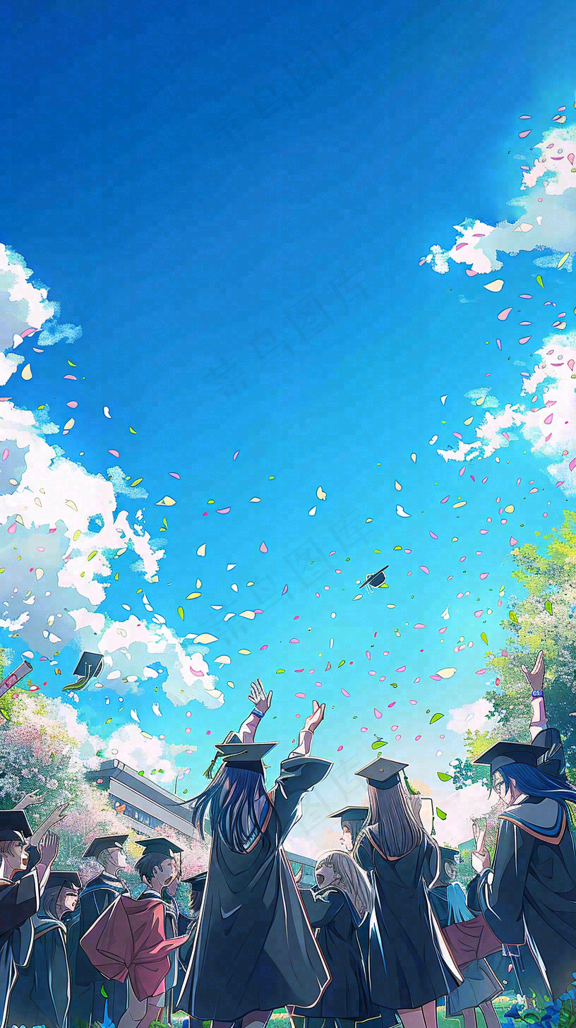 学生毕业季考试青春插画背景