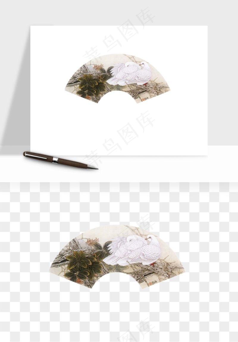 古风扇子元素png免抠