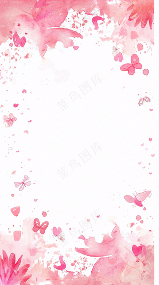 粉色爱心白背景插画情人节七夕插画边框背景