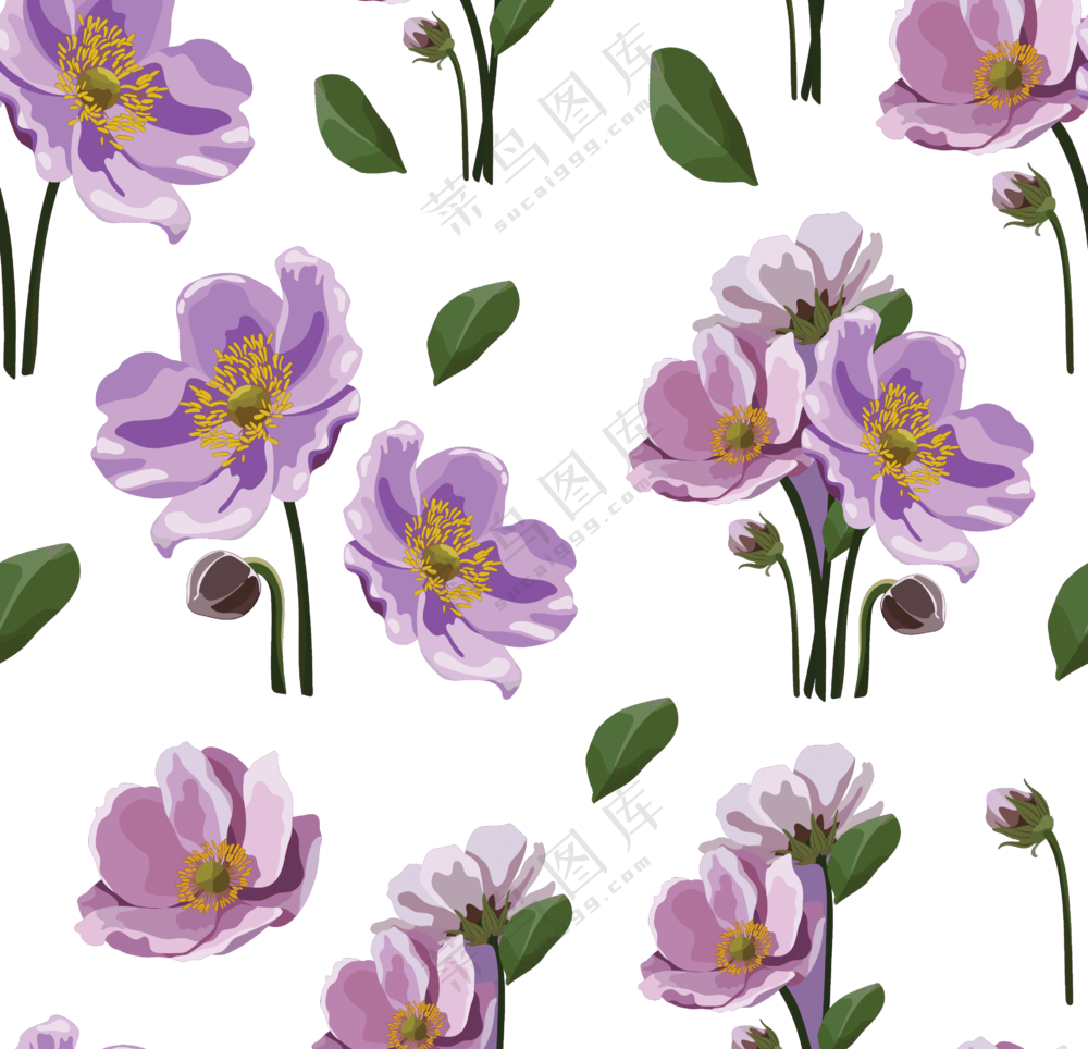 紫色手绘花朵装饰元素免抠图片素材