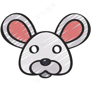 白色小老鼠头像 铅笔手绘图标icon