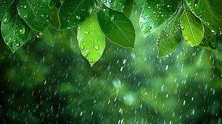 春天雨水森林植物的雨滴谷雨摄影图