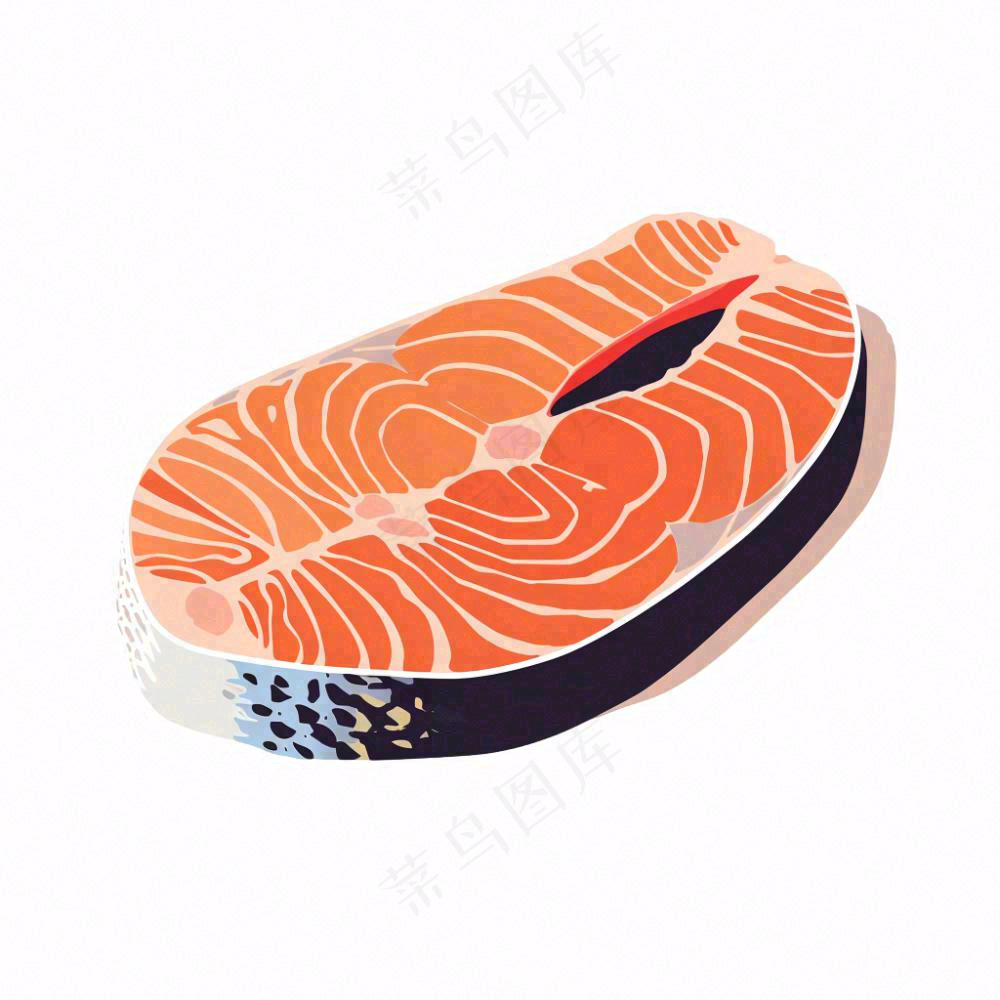 海洋三文鱼食物卡通插画免抠