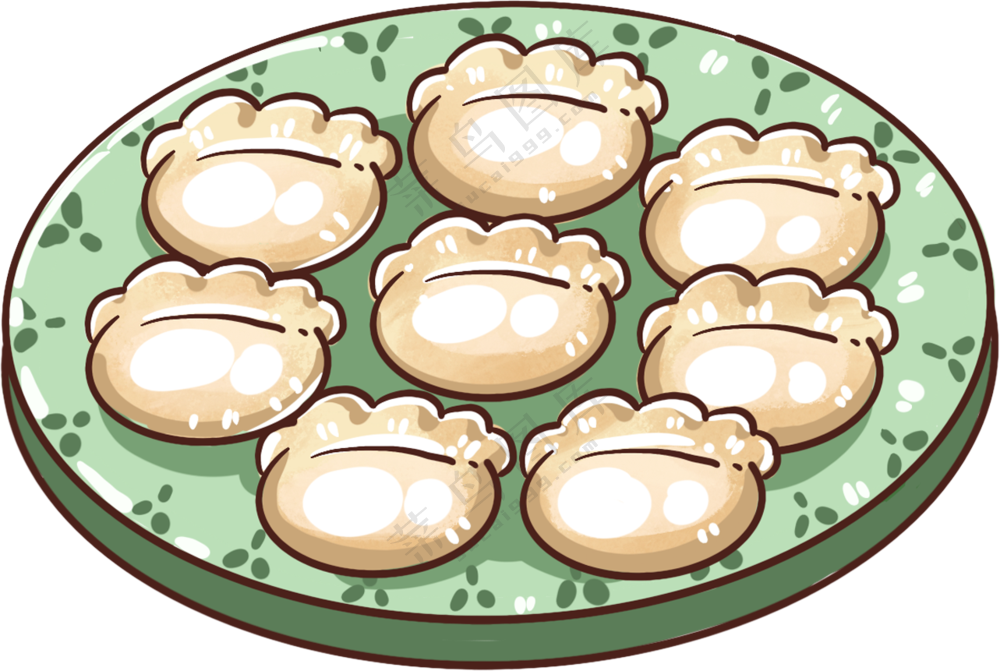 手绘插画-美食水饺