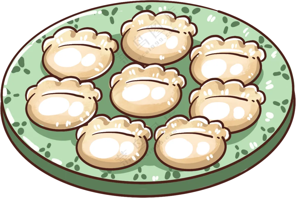 手绘插画-美食水饺