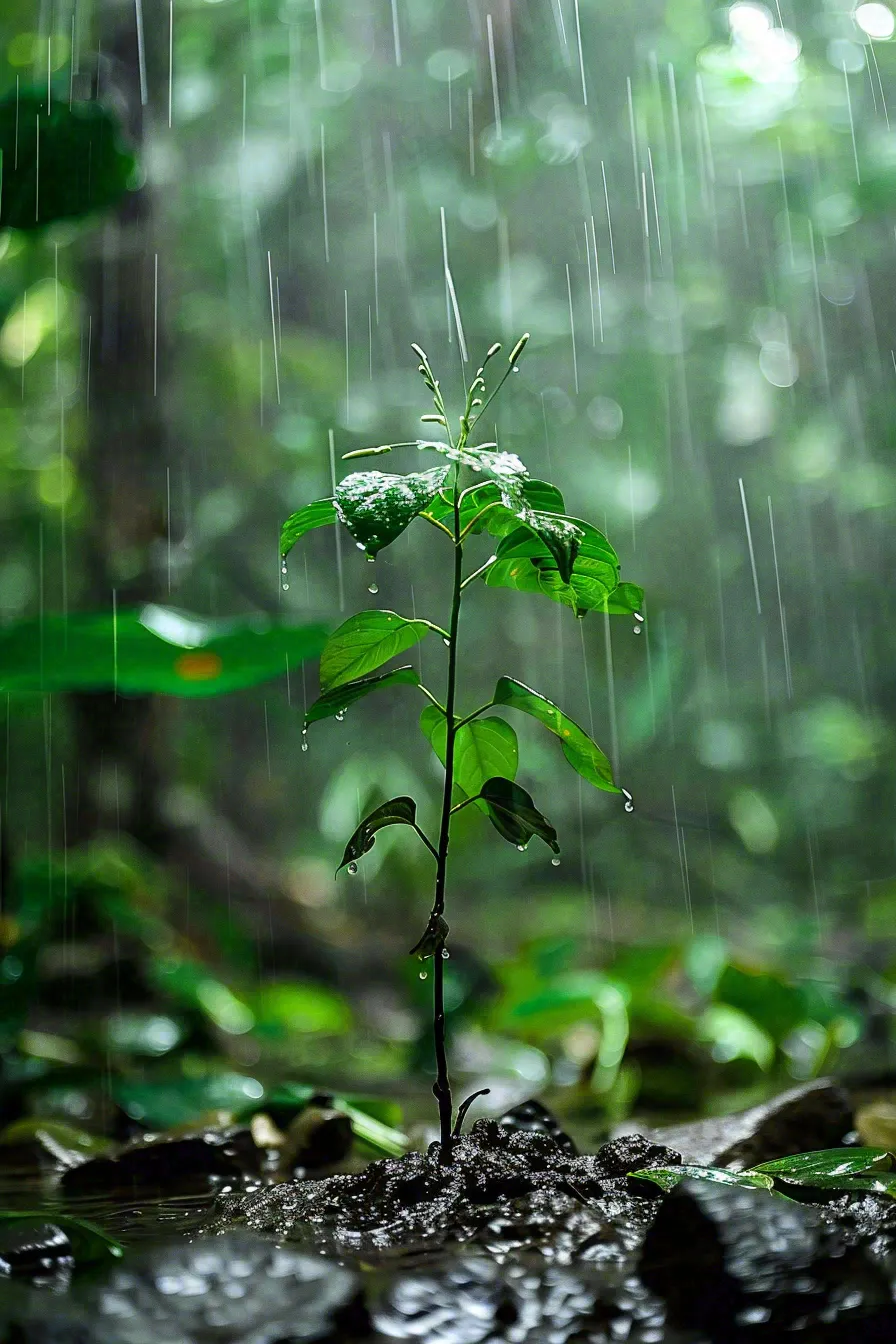 春天梅雨时节雨水谷雨森林公园植物摄影图
