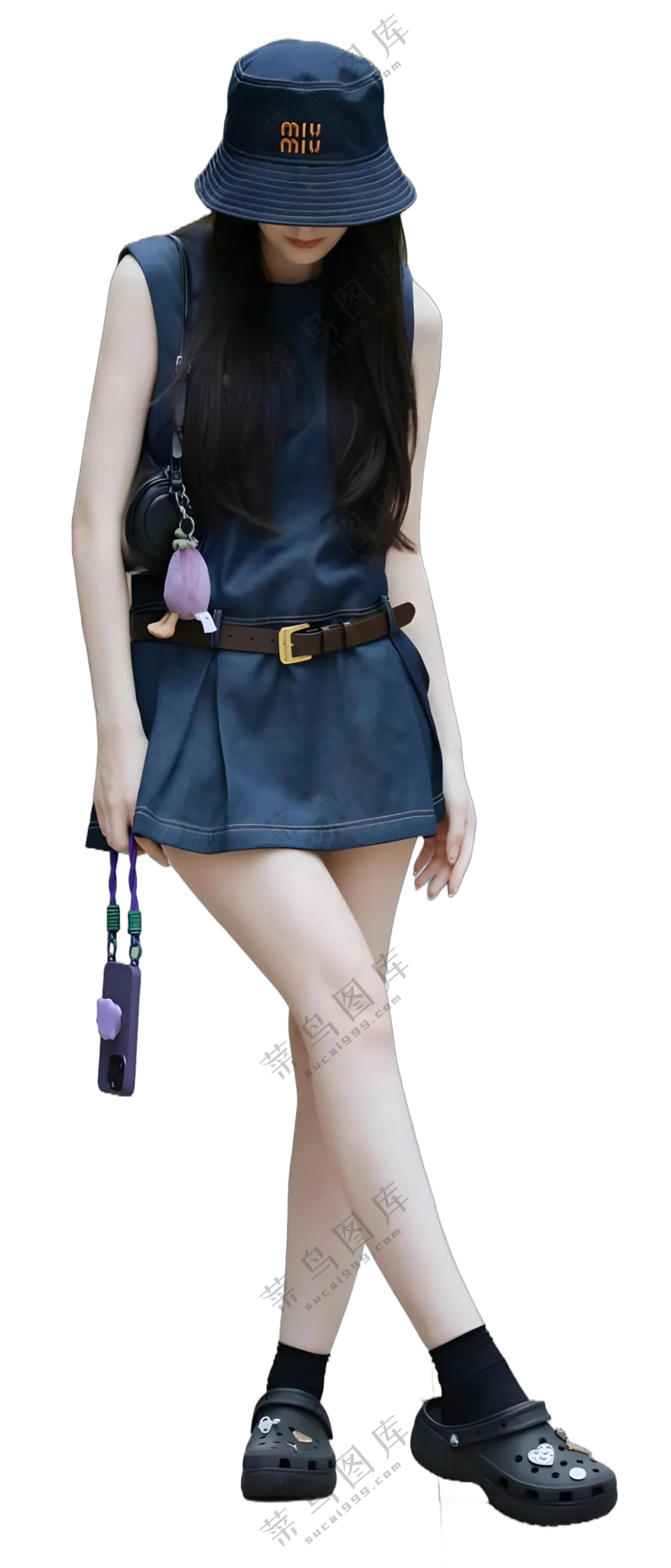 免抠时尚戴帽拎包站姿人物