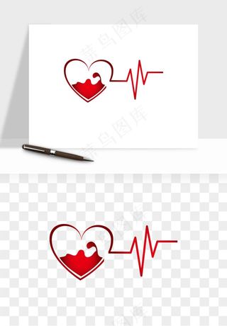 手绘心电图爱心线条png免抠