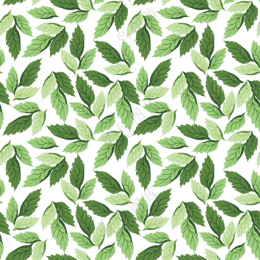 四方连续拼接效果绿色树叶免抠图片