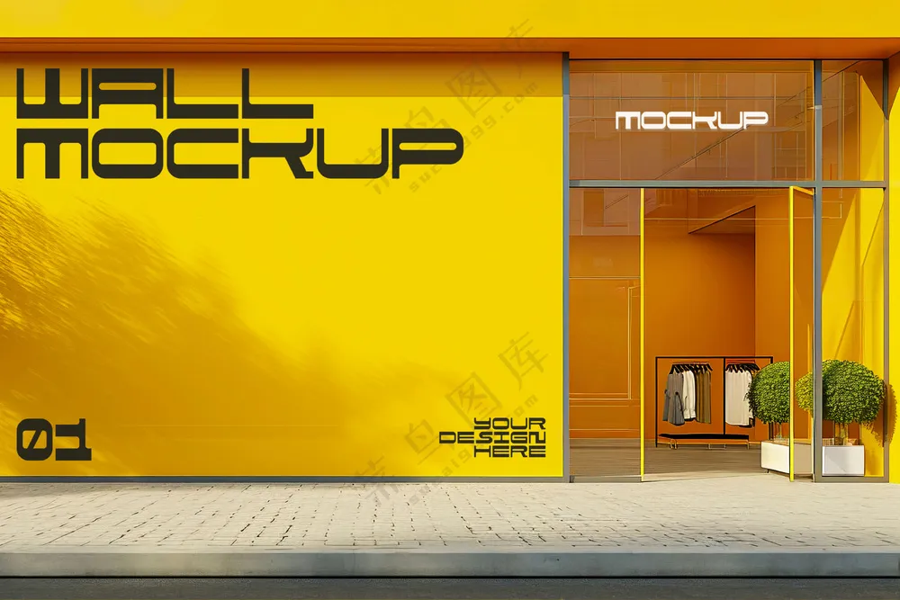 商场超市外墙门店门头招牌贴图海报店铺店招橱窗logo样机-11