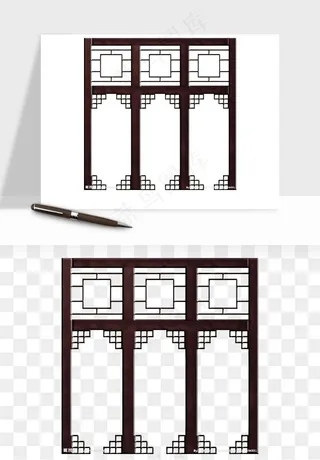 屏风国风元素png免抠