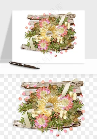 复古花卉相框欧式png免抠