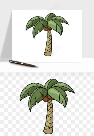 卡通沙滩椰子树png免抠