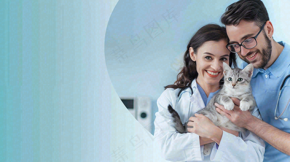 宠物医院猫狗生病救治摄影图
