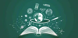 书本知识海洋遨游绿色黑板世界读书日创意插画背景
