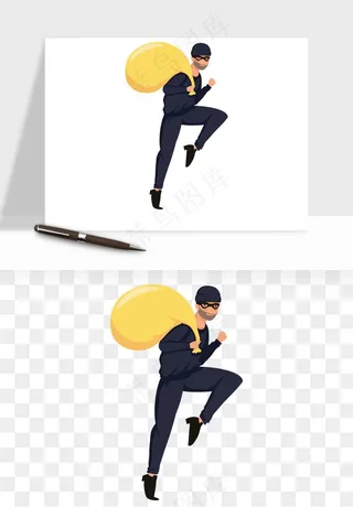 卡通小偷黑客png免抠