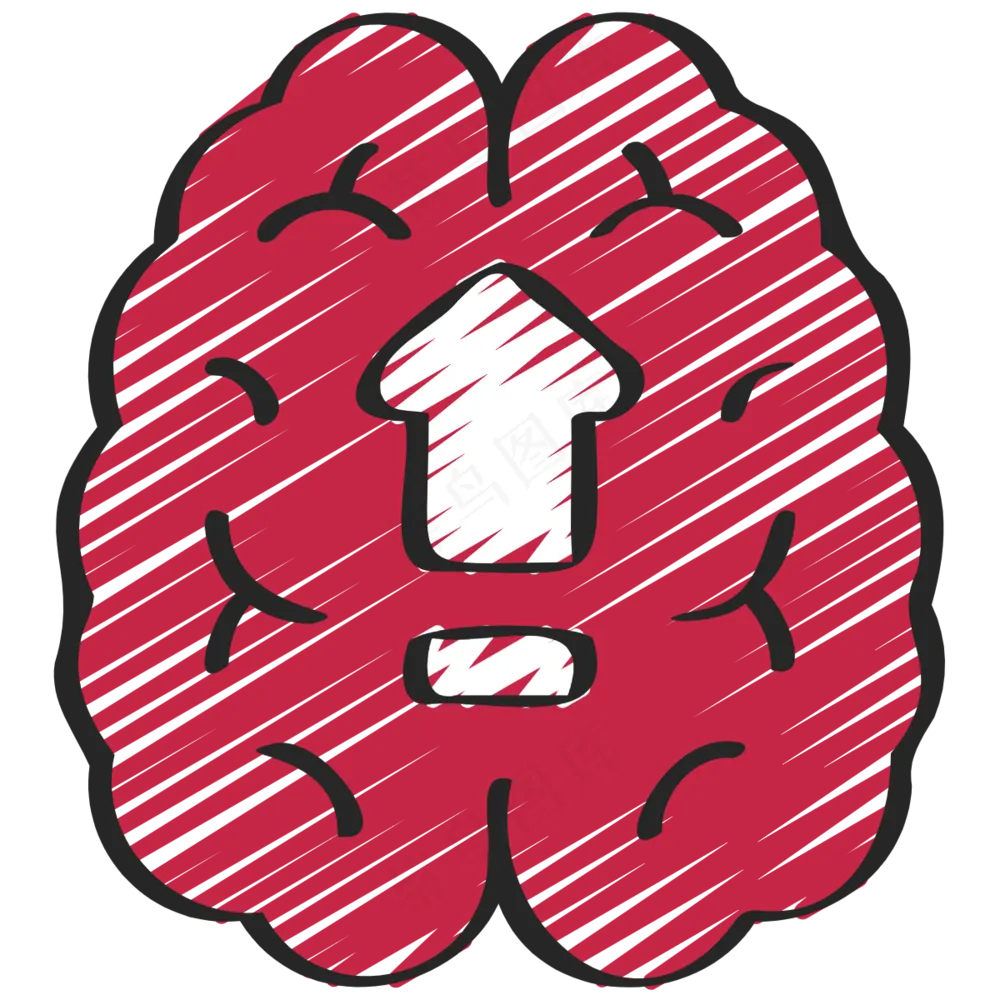 大脑智商增长 铅笔手绘图标icon