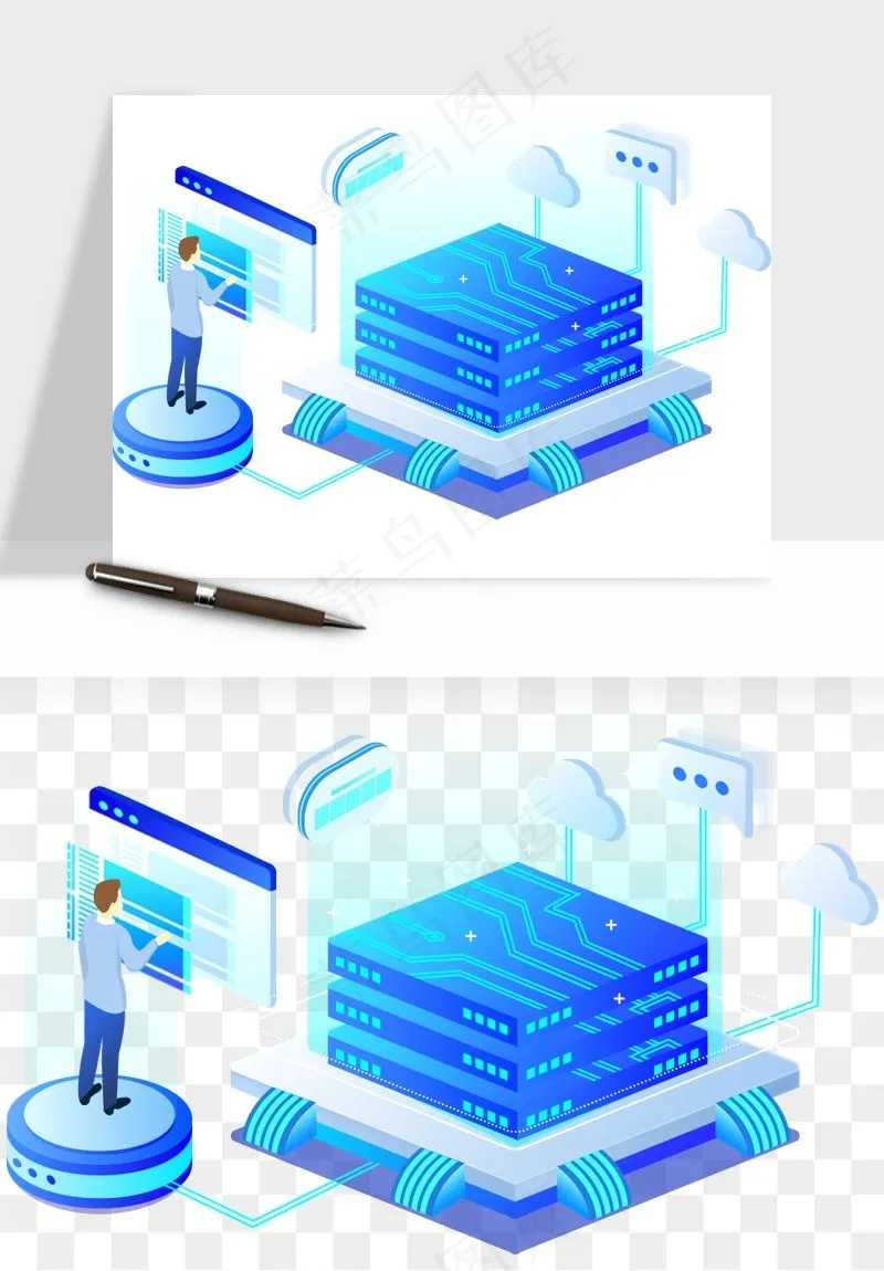 立体2.5d科技商务png免抠