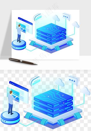 立体2.5d科技商务png免抠