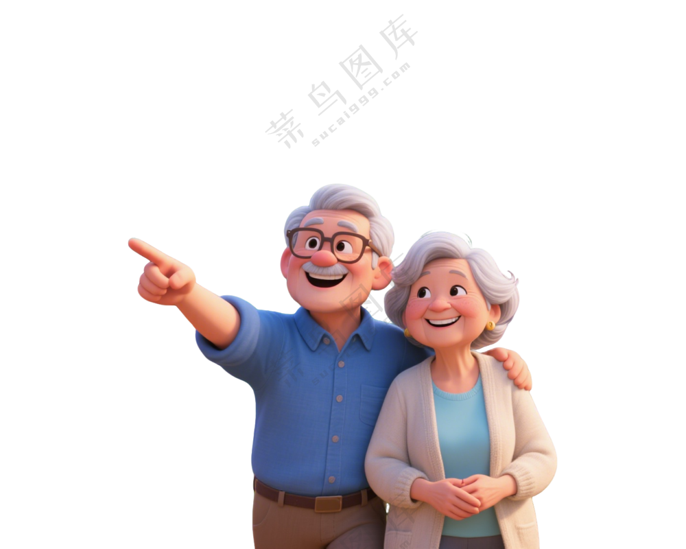 老年夫妇3D卡通人物2