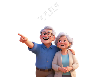 老年夫妇3D卡通人物2