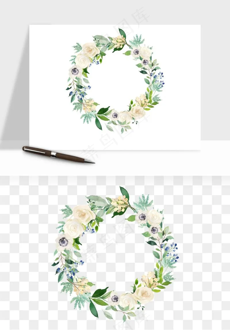手绘花环边框浪漫png免抠