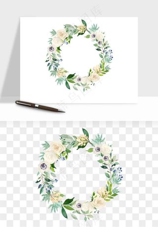 手绘花环边框浪漫png免抠
