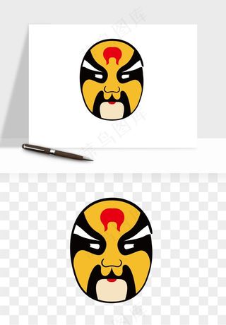 手绘戏剧脸谱卡通面具png免抠