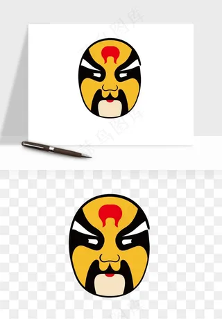 手绘戏剧脸谱卡通面具png免抠