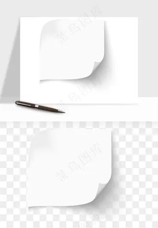 白纸卷边角翻页效果png免抠