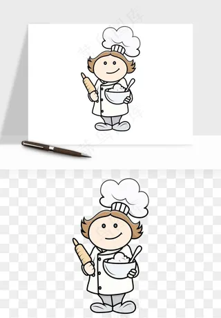 手绘厨师大厨png免抠