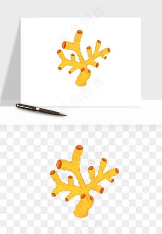 卡通珊瑚海底植物png免抠