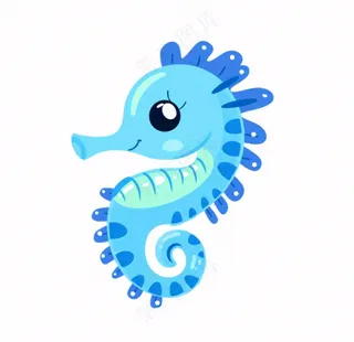 海马海洋动物卡通插画免抠