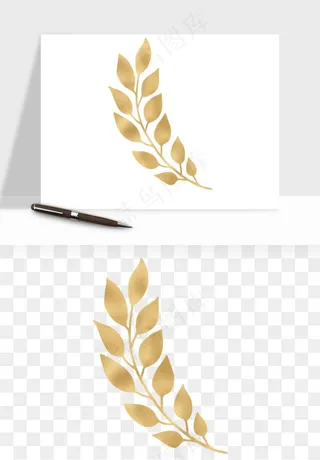 金色植物花环边框png免抠