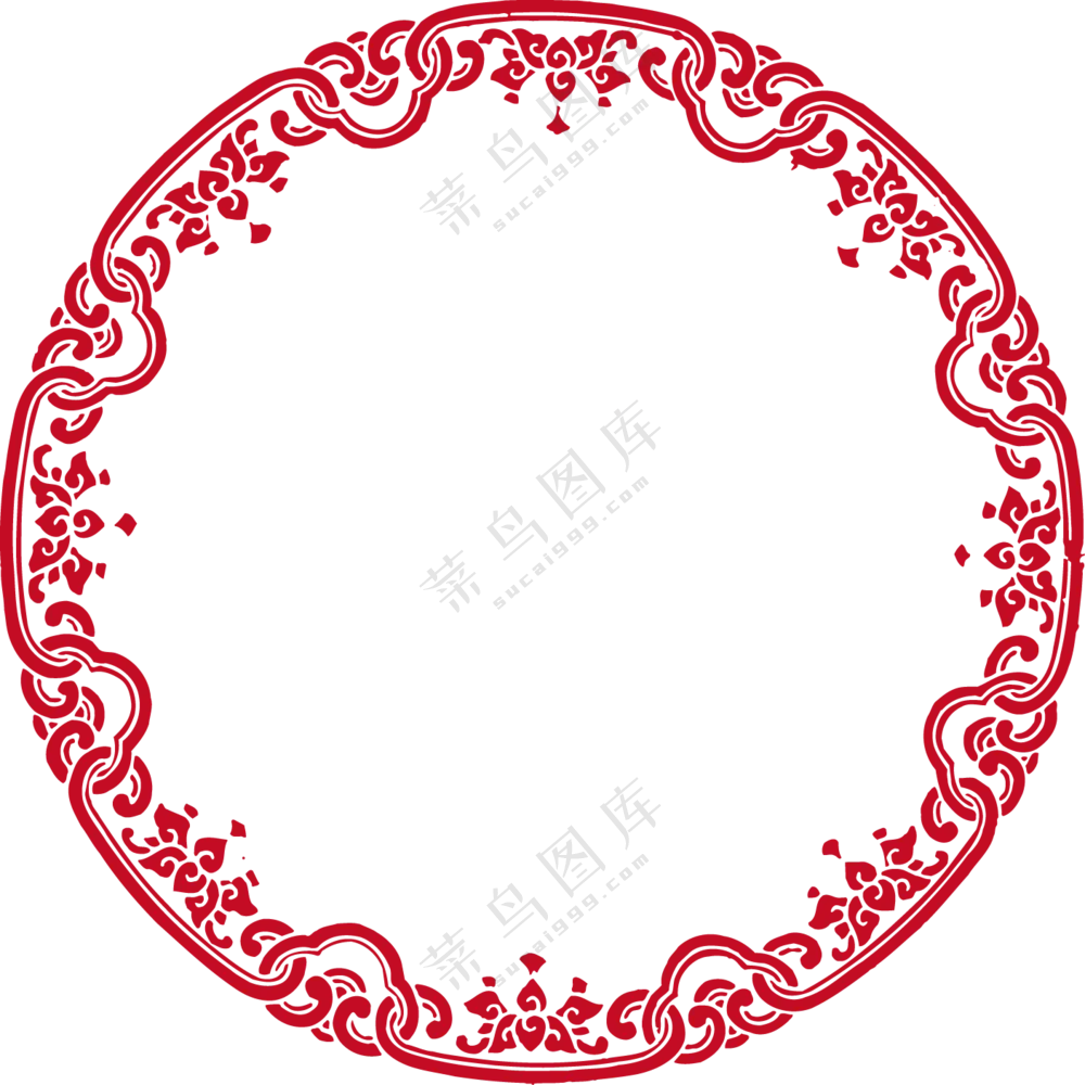 环环相扣花纹装饰圆形边框免抠图片