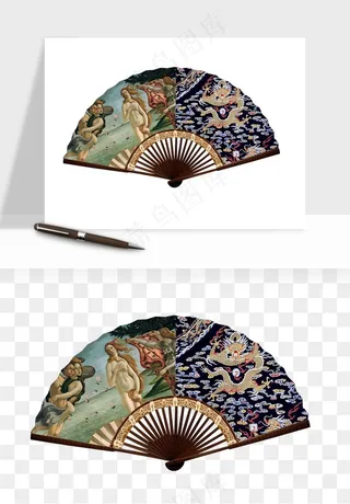 古风扇子元素png免抠