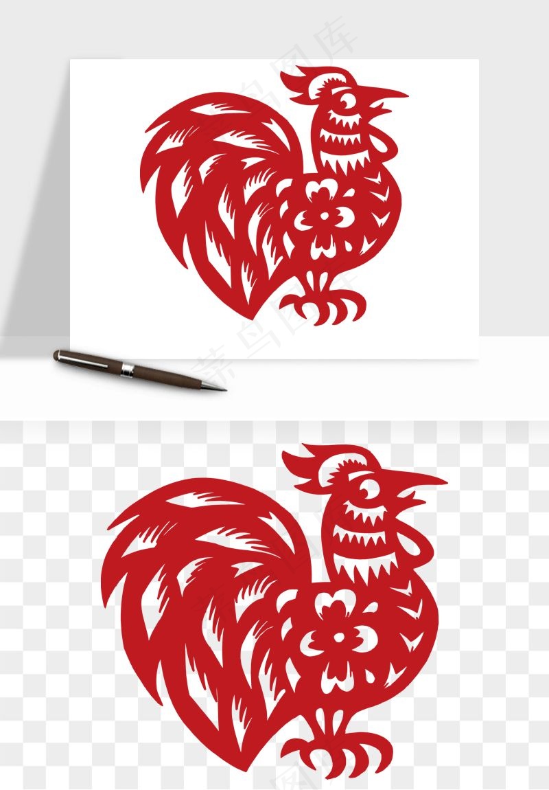 十二生肖剪纸中式纹样图案png免抠